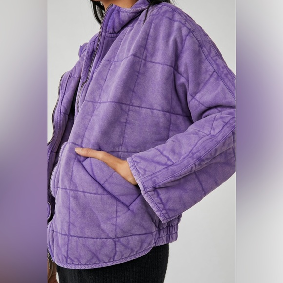 Free People | Dolman Quilted Knit Jacket in Moonberry | Large - Picture 5 of 16